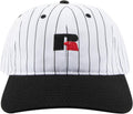 Russell Athletic ; stadium striped dad hat , blk/ offwht