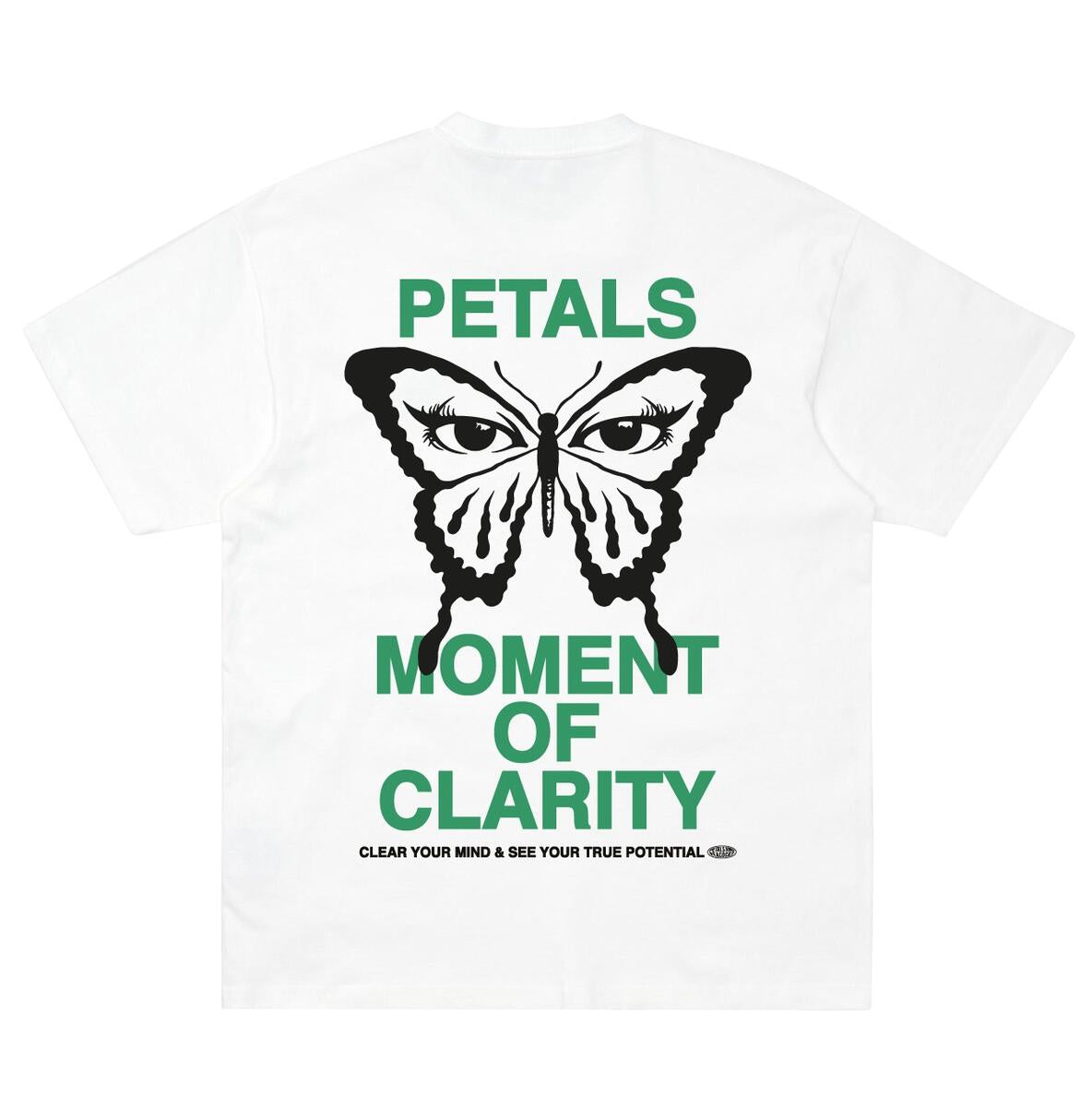 Petals and Peacocks ; Moment of clarity tee , wht