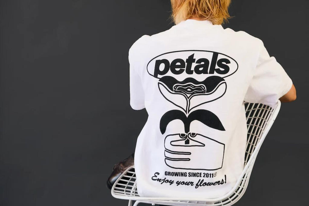 Petals and Peacocks ; Birthday tee, wht