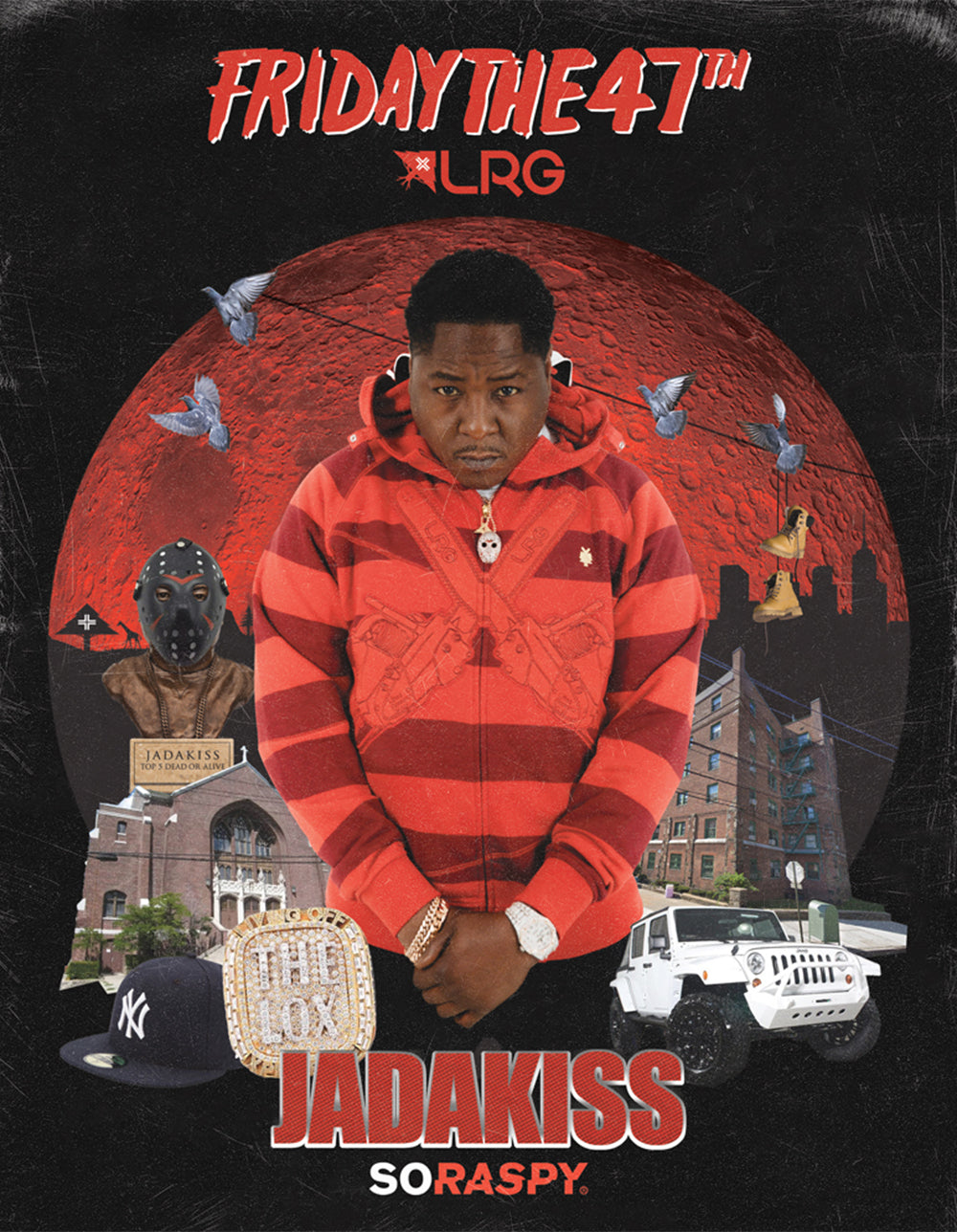 LRG ; Friday The 47th hoodie , red