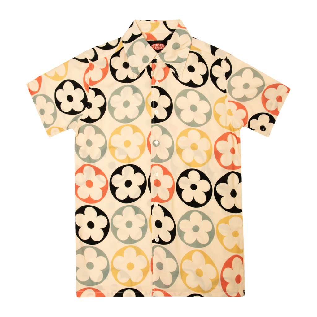 Petals and Peacocks ; square 70's collar button up