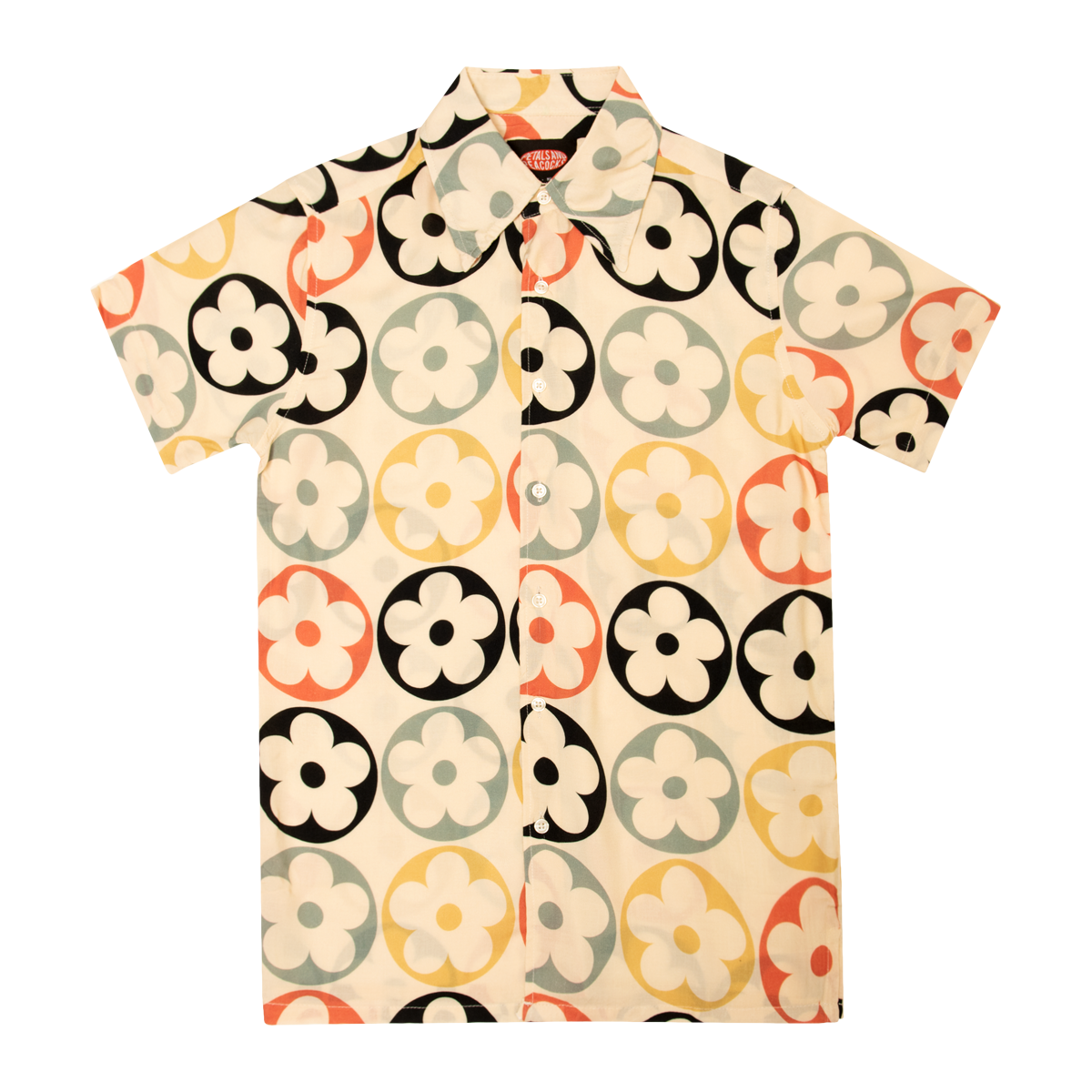 Petals and Peacocks ; square 70's collar button up