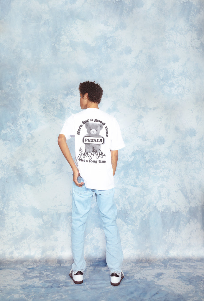 Petals and Peacocks ; Bear with me tshirt , wht