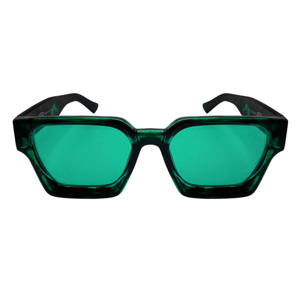 Petals and Peacocks ; optimistics sunglasses in emerald tortoise