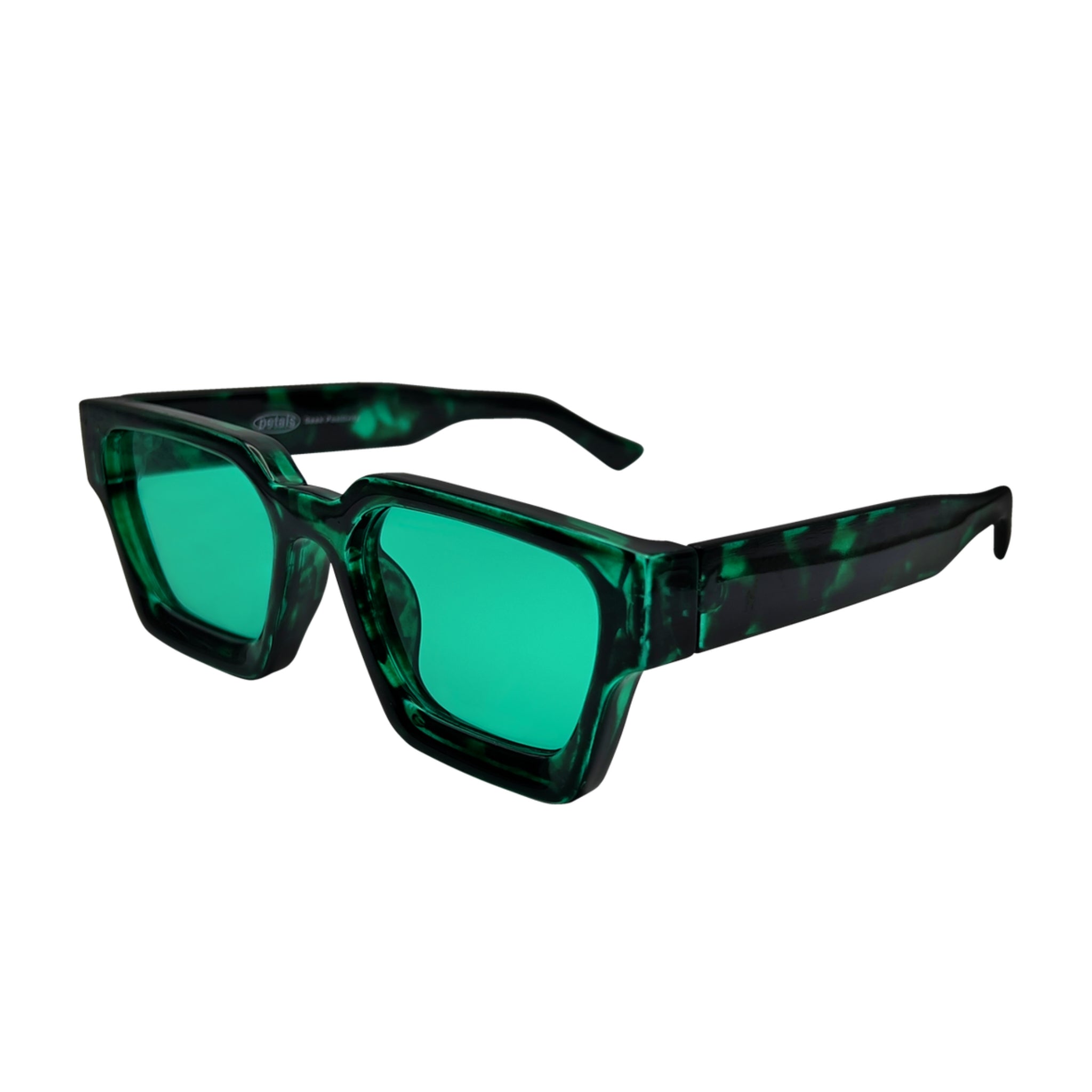 Petals and Peacocks ; optimistics sunglasses in emerald tortoise
