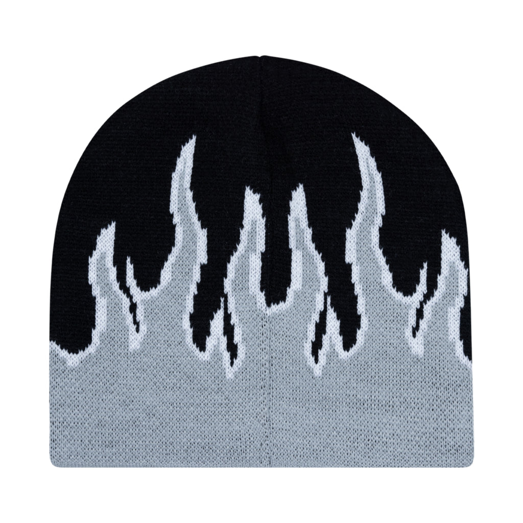 Petals and Peacocks ; Flames beanie , blk/grey