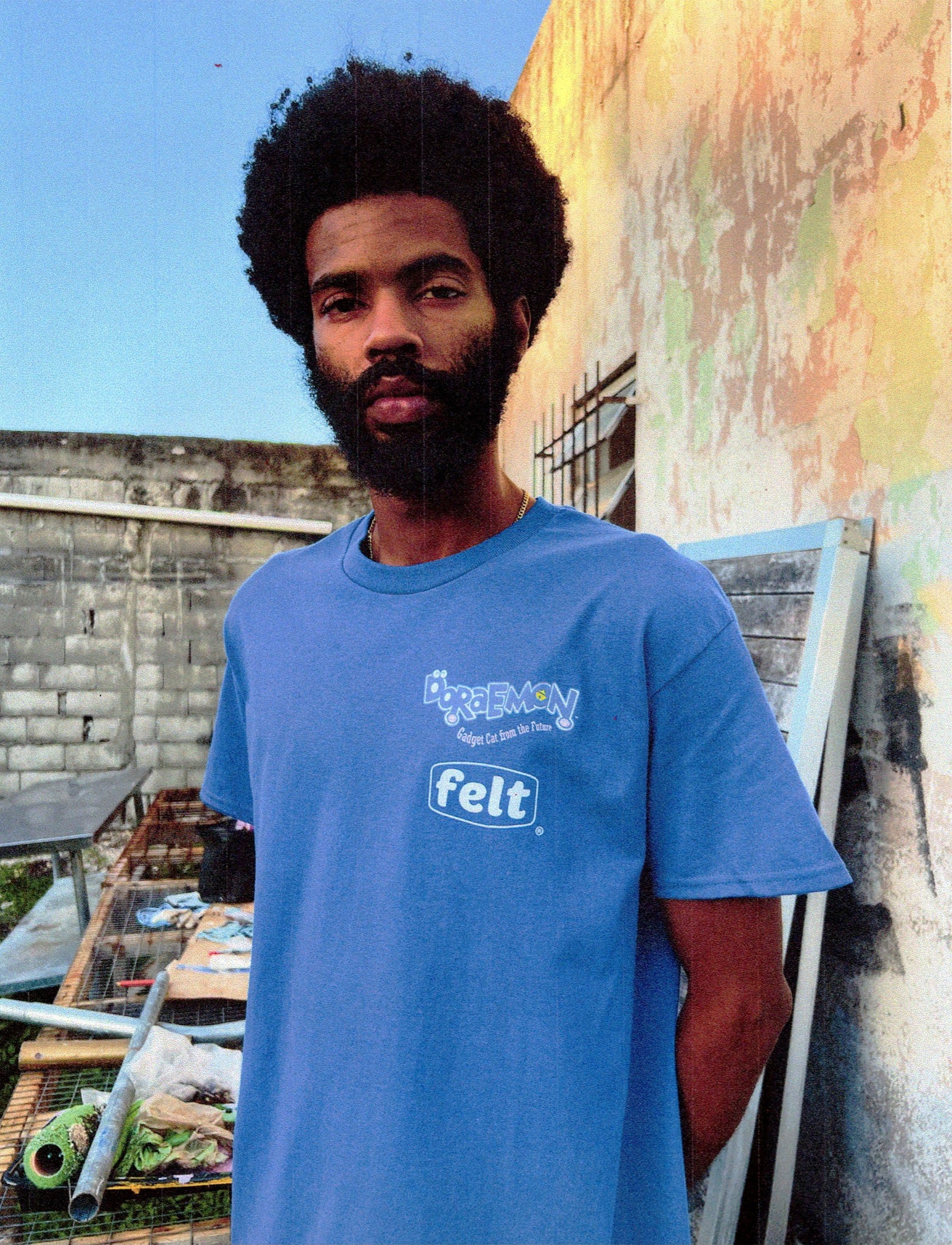 Felt x Doraemon ; Work logo tee , royal