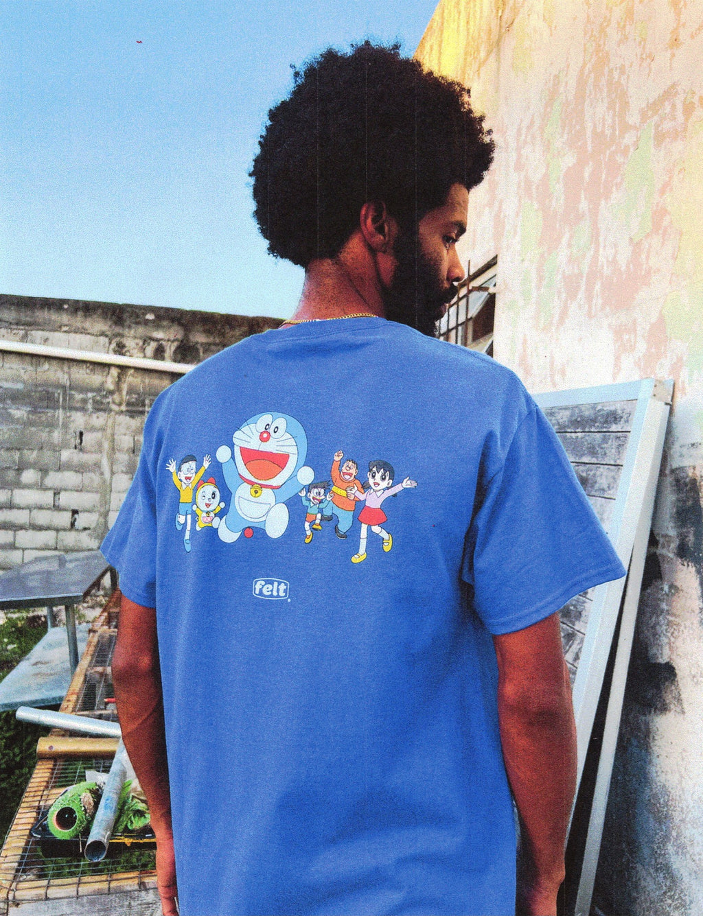 Felt x Doraemon ; Work logo tee , royal