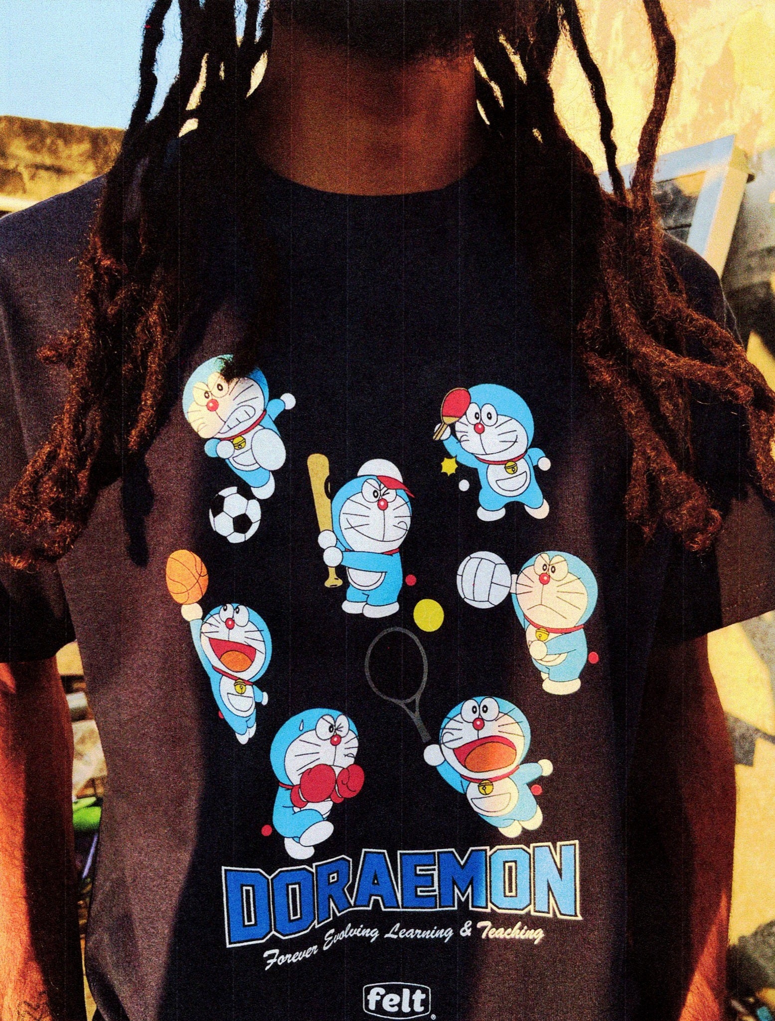 Felt x Doraemon ; Sports tee , blk