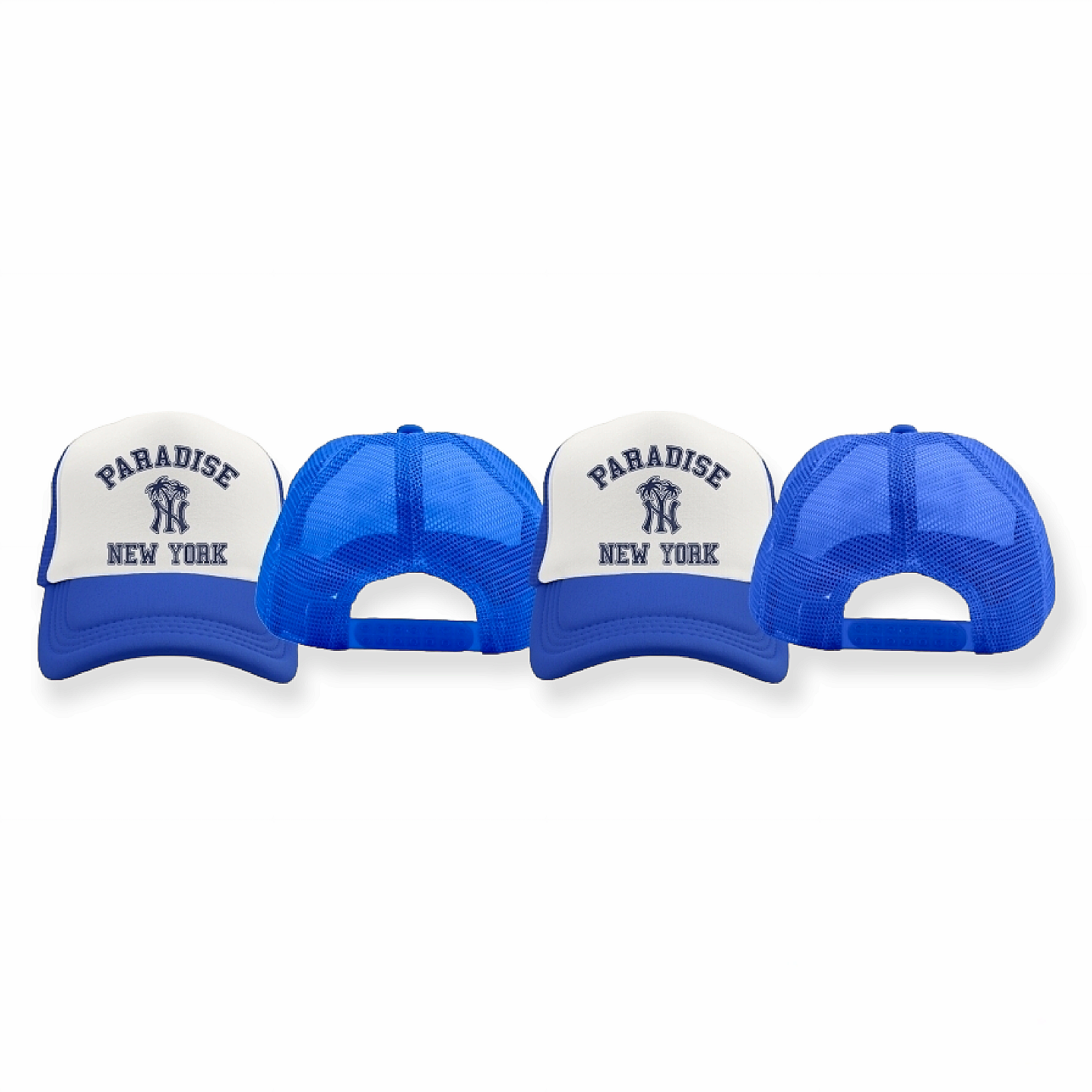 Paradis3 ; Ny Palm trucker hat , royal
