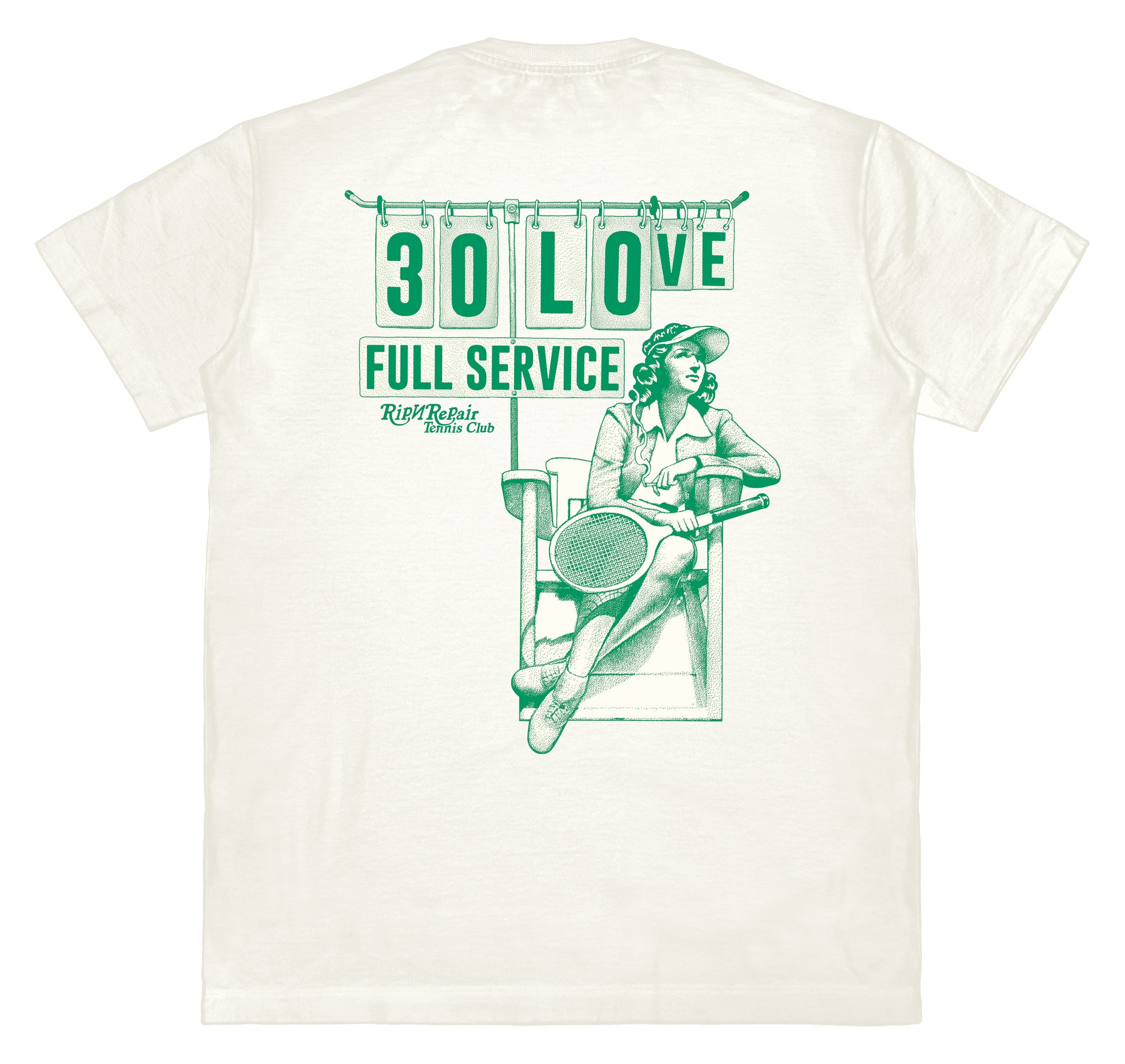 Rip n Repair ; 30 Love tee ,wht