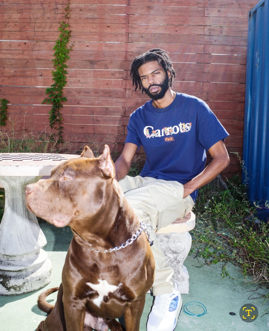 Felt x Carrots ; Wordmark tee , navy