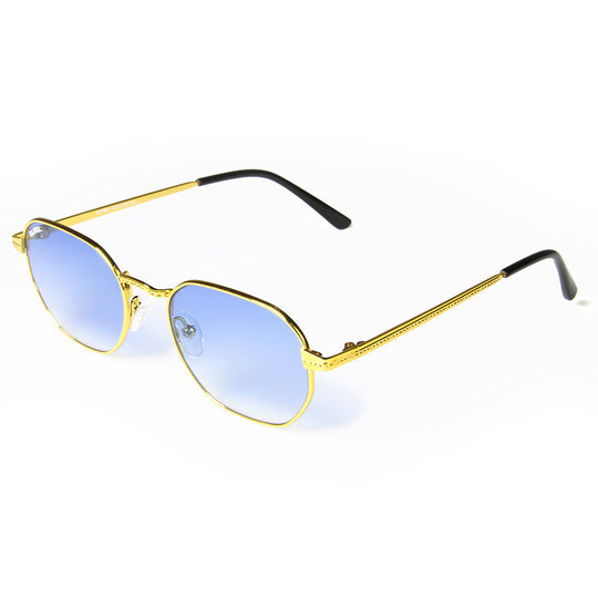 Glvss ; the flash , gold blue lens