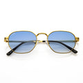 Glvss ; the flash , gold blue lens