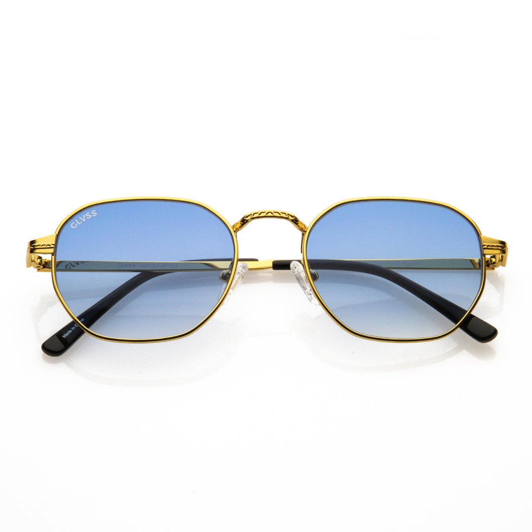 Glvss ; the flash , gold blue lens