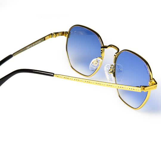 Glvss ; the flash , gold blue lens