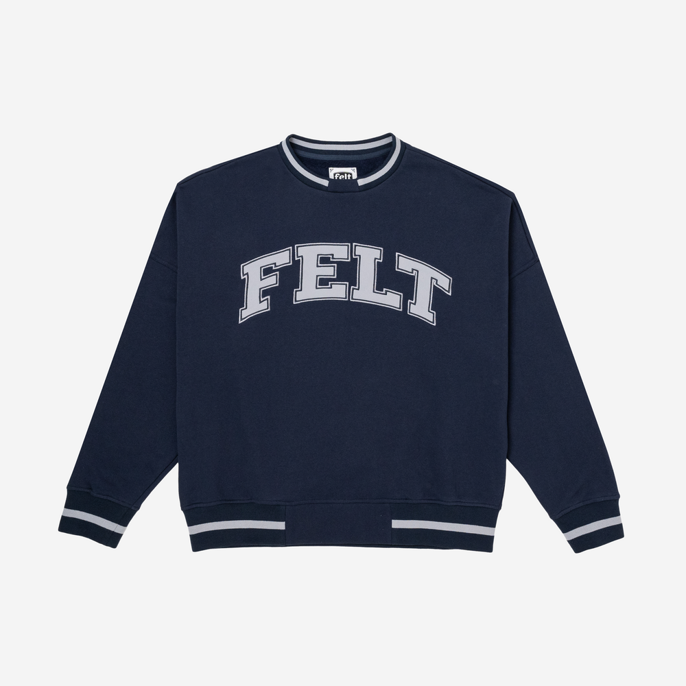 Felt ; Aspen Fleece crewneck , nvy