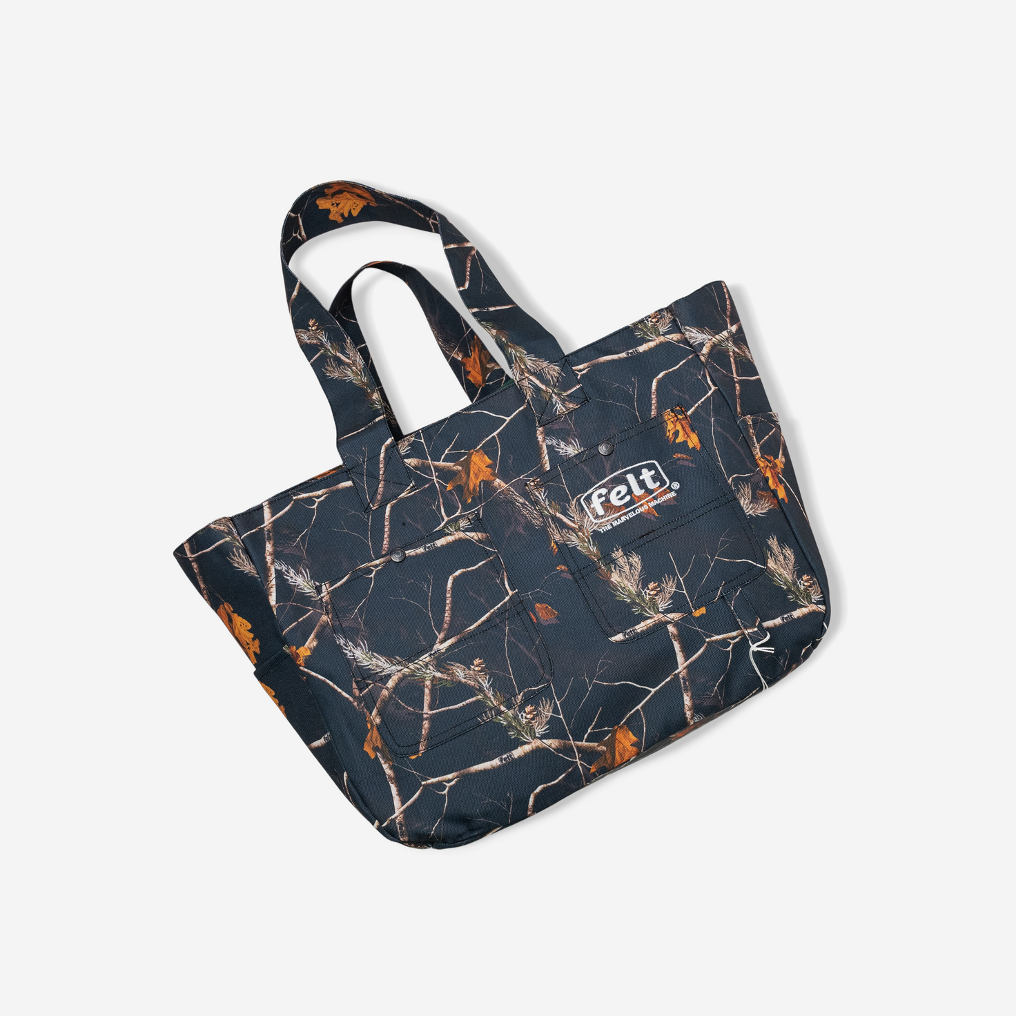 Felt ; Painters utility bag , black woodland camo
